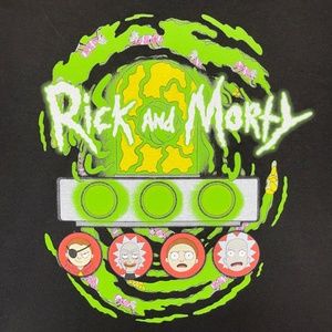 Rick And Morty Ripple Junction Black Cotton Tee T-shirt Mens L, XL, XXL